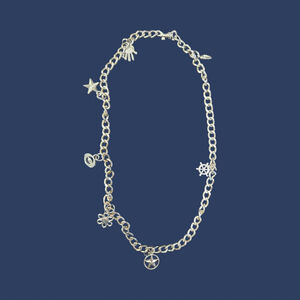 Silver Chain Necklace with Charms – Star, Heart, Flower & Nautical Wheel